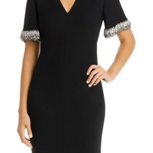 Beaded Short Sleeve V Neck Above The Knee Sheath Casual Dress